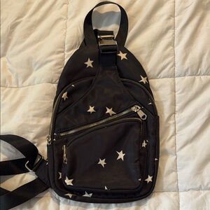 Black and White Sling  Bag with Star Accents